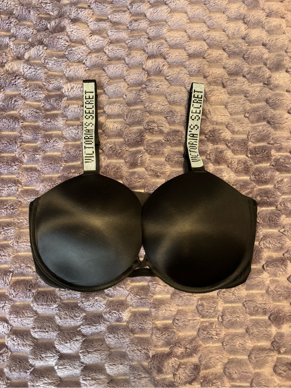 Victoria's Secret Black Bra Strap with Pink Heart Accent